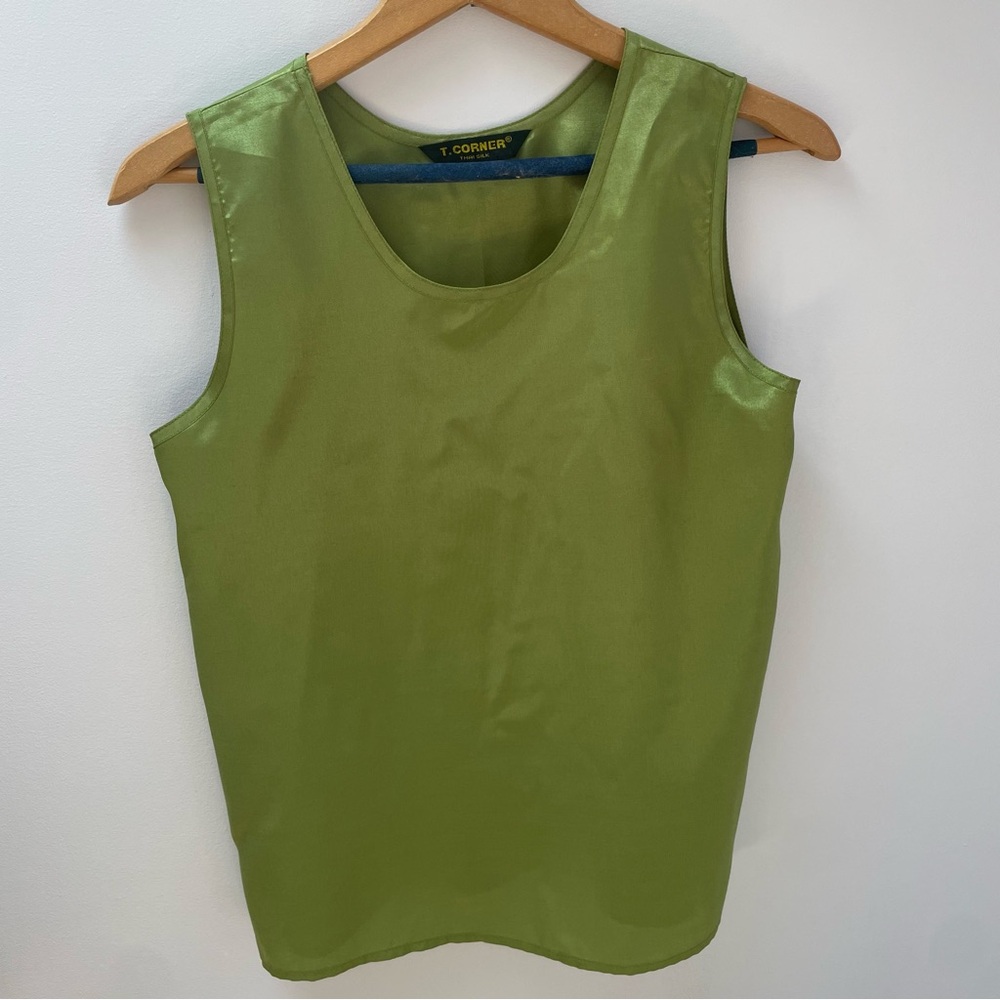 Vintage silk size M green tank top